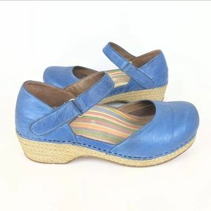 Dansko Clogs Blue Mary Jane Espadrille Size 38